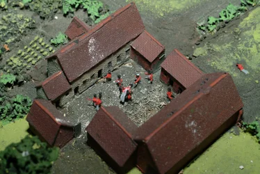 Diorama van de Slag bij Waterloo met troepen gepositioneerd zoals om 19.45 uur op 18 juni 1815 (detail)
